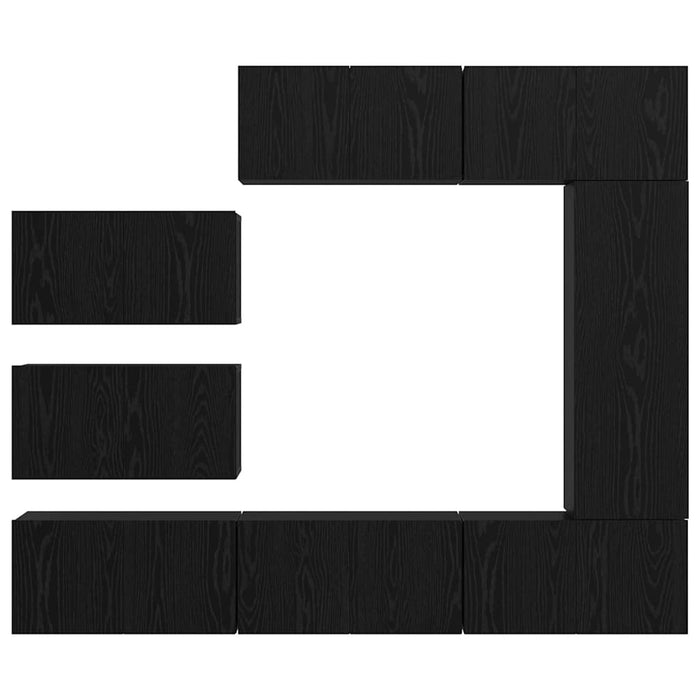 Set comodă TV cu raft Pe perete Altele 8 pcs Stejar negru 30.5 x 30 x 90 cm - WALTI WALTI