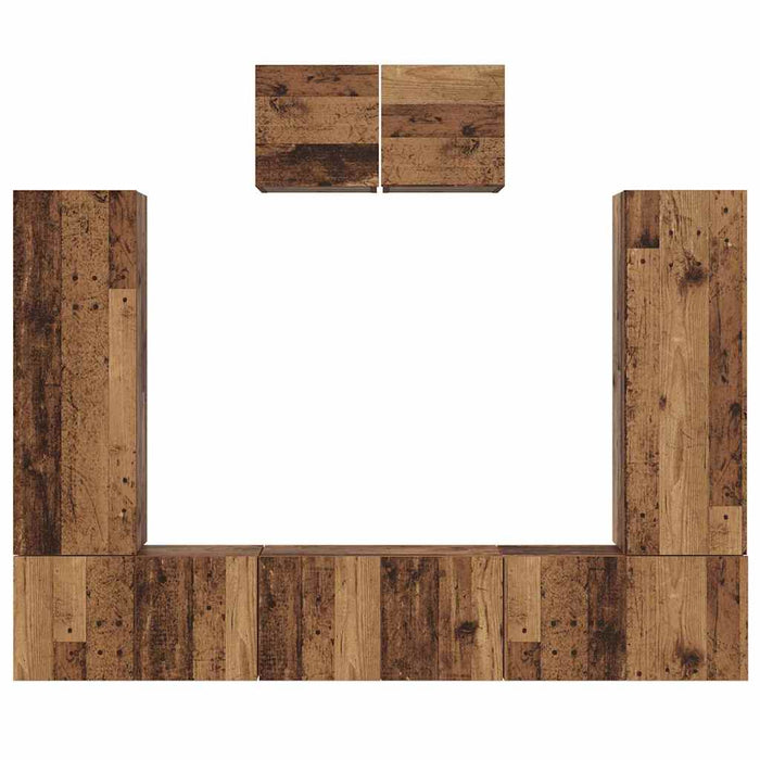 Set comodă TV Pe perete 7 pcs Lemn Vechi Lemn compozit - WALTI WALTI