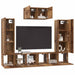 Set comodă TV Pe perete 7 pcs Lemn Vechi Lemn compozit - WALTI WALTI