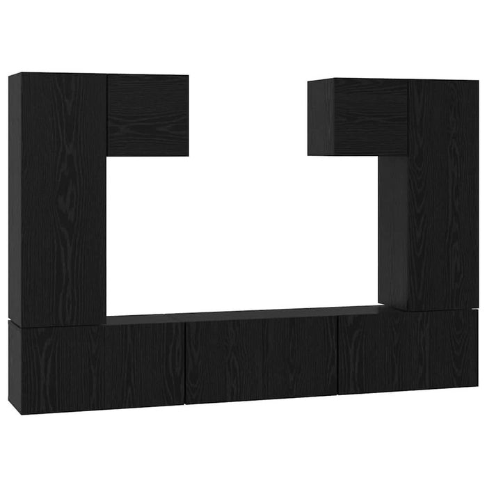 Set comodă TV Pe perete 7 pcs Stejar Negru Lemn compozit - WALTI WALTI
