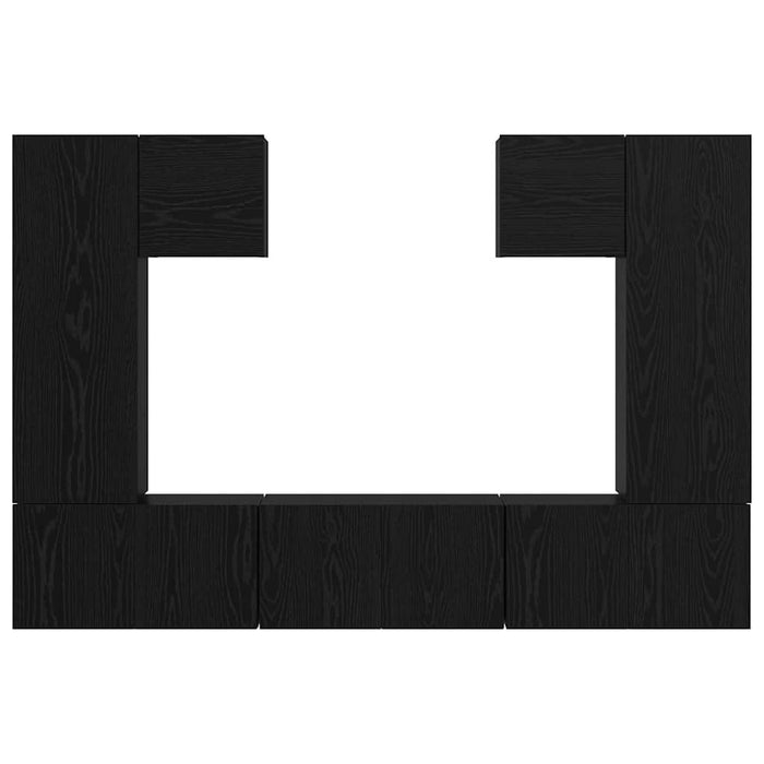 Set comodă TV Pe perete 7 pcs Stejar Negru Lemn compozit - WALTI WALTI