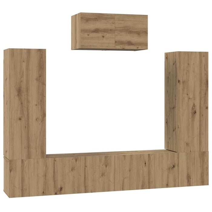 Set comodă TV 7 pcs Stejar Artizanal Lemn compozit WALTI
