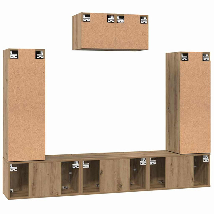 Set comodă TV 7 pcs Stejar Artizanal Lemn compozit WALTI