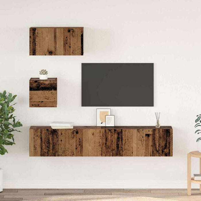 Dulap pentru TV pe Perete 4 pcs Lemn vechi 80 x 30 x 30.5 cm - WALTI WALTI