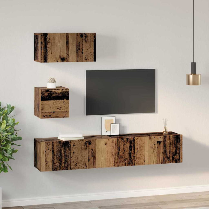 Dulap pentru TV pe Perete 4 pcs Lemn vechi 80 x 30 x 30.5 cm - WALTI WALTI