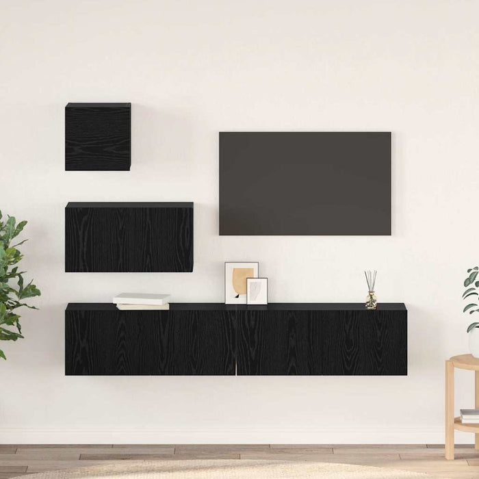 Dulap pentru TV pe Perete 4 pcs Stejar negru 80 x 30 x 30.5 cm - WALTI WALTI