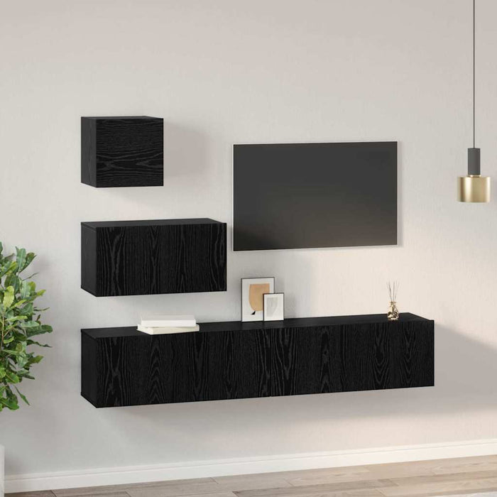 Dulap pentru TV pe Perete 4 pcs Stejar negru 80 x 30 x 30.5 cm - WALTI WALTI