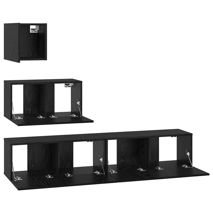 Dulap pentru TV pe Perete 4 pcs Stejar negru 80 x 30 x 30.5 cm - WALTI WALTI