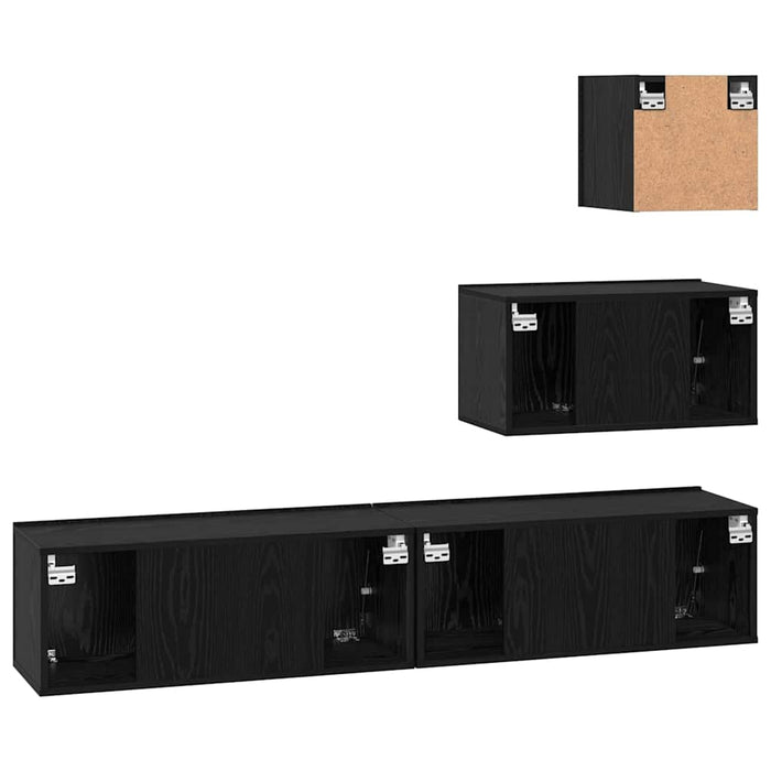 Dulap pentru TV pe Perete 4 pcs Stejar negru 80 x 30 x 30.5 cm - WALTI WALTI