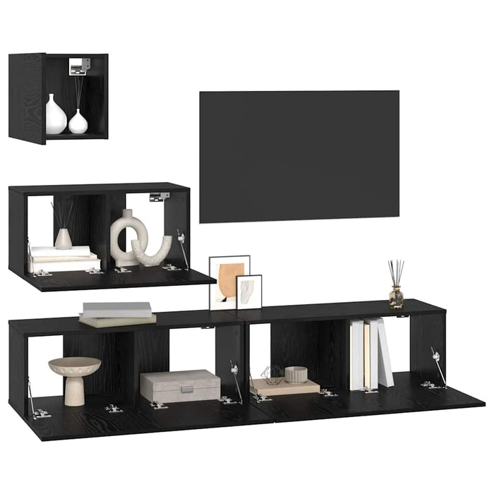 Dulap pentru TV pe Perete 4 pcs Stejar negru 80 x 30 x 30.5 cm - WALTI WALTI