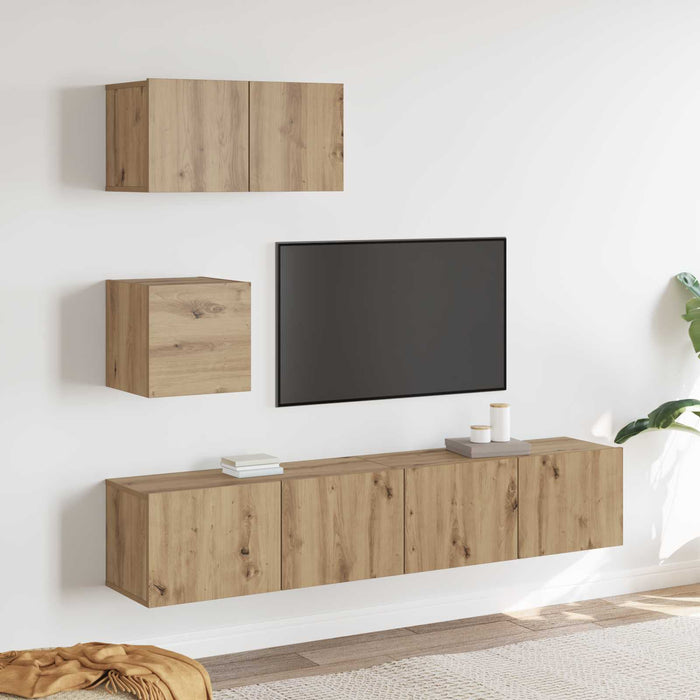 Set dulapuri pentru televizor Pe perete 4 pcs stejar artizanal - WALTI WALTI