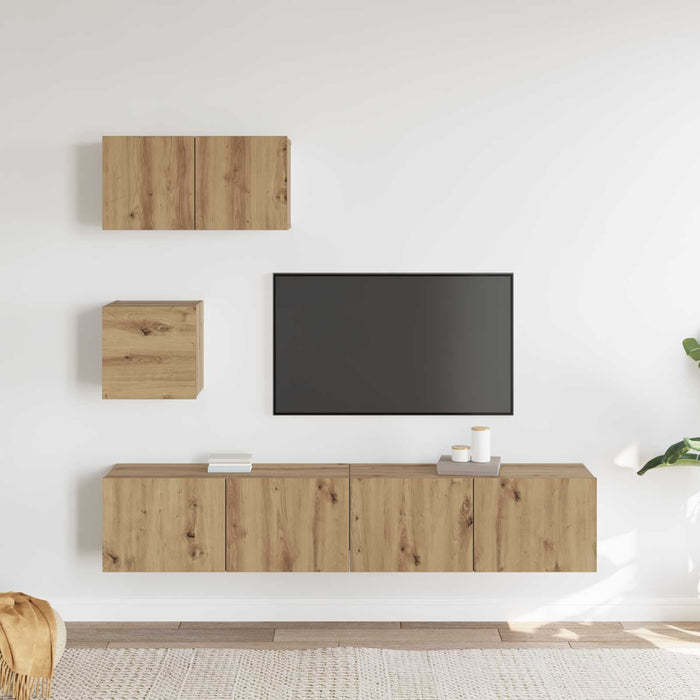 Set dulapuri pentru televizor Pe perete 4 pcs stejar artizanal - WALTI WALTI