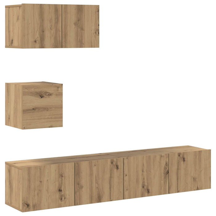 Set dulapuri pentru televizor Pe perete 4 pcs stejar artizanal - WALTI WALTI
