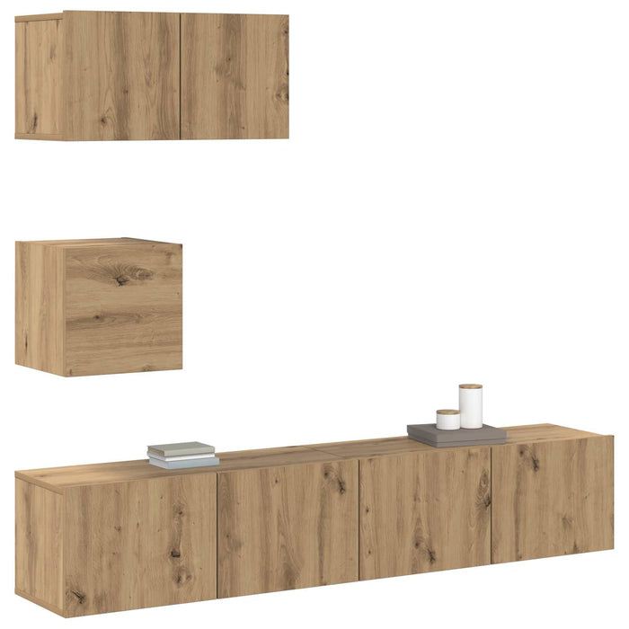 Set dulapuri pentru televizor Pe perete 4 pcs stejar artizanal - WALTI WALTI