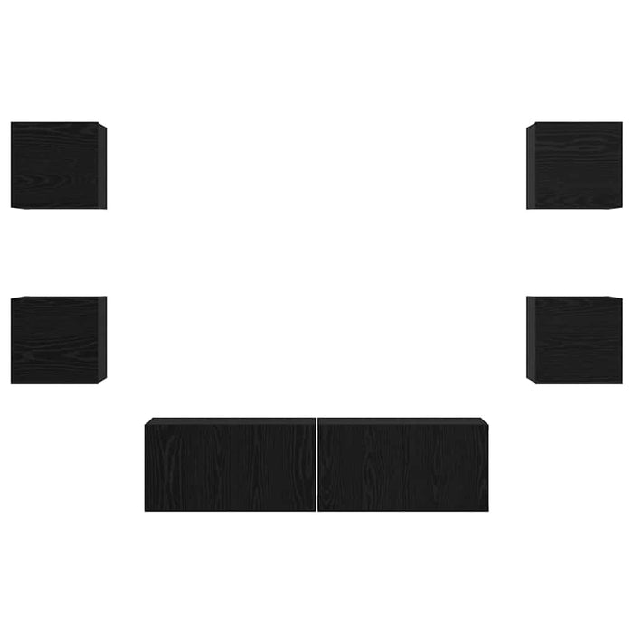 Set comodă TV Pe perete 6 pcs Stejar Negru Lemn compozit - WALTI WALTI