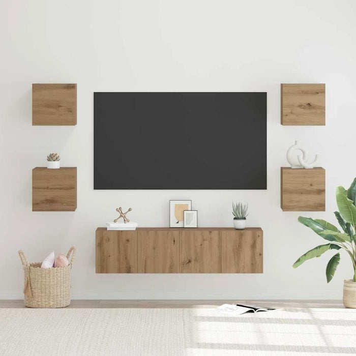 Set comodă TV Pe perete 6 pcs Stejar Artizanal Lemn compozit - WALTI WALTI