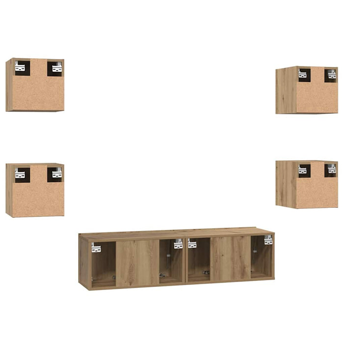 Set comodă TV Pe perete 6 pcs Stejar Artizanal Lemn compozit - WALTI WALTI