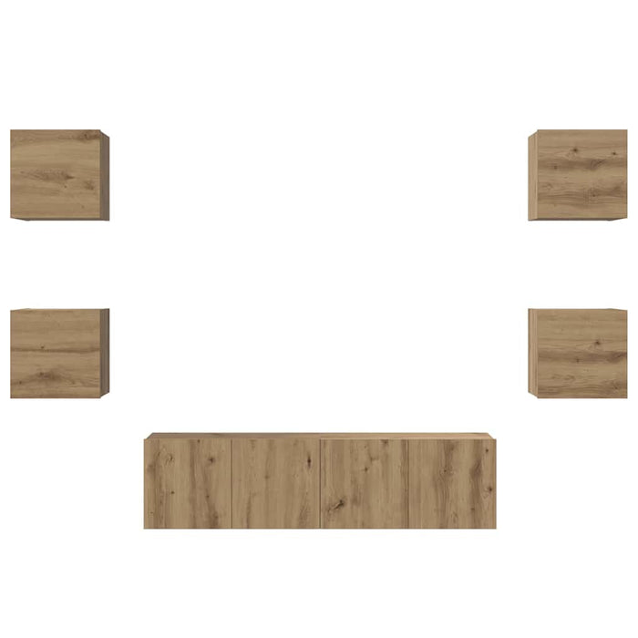 Set comodă TV Pe perete 6 pcs Stejar Artizanal Lemn compozit - WALTI WALTI