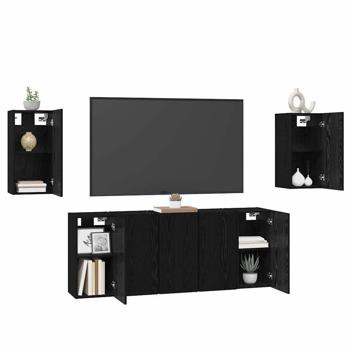 Set comodă TV Pe perete 7 pcs Stejar Negru 30,5 x 30 x 60 cm - WALTI WALTI