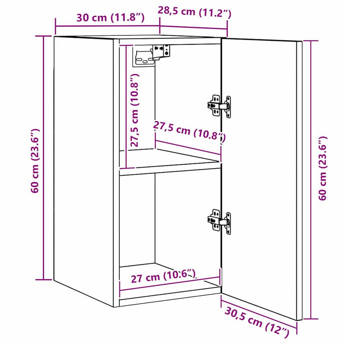 Set comodă TV Pe perete 7 pcs Stejar Negru 30,5 x 30 x 60 cm - WALTI WALTI