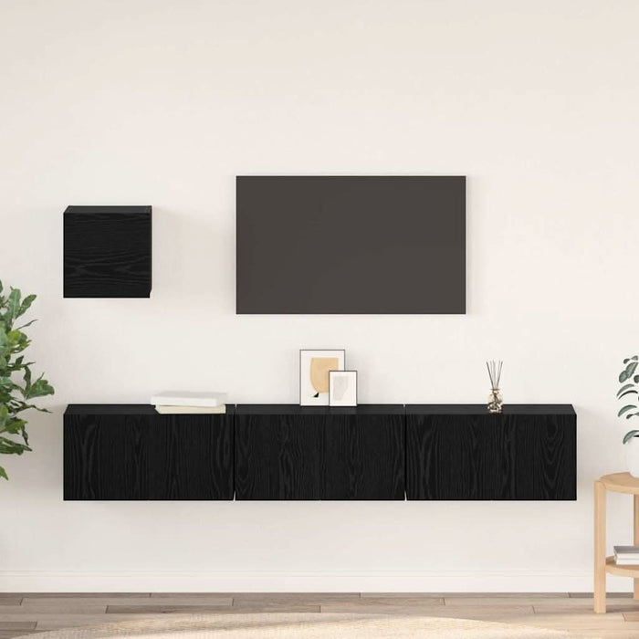 Set comodă TV 4 pcs Stejar negru 60 x 30 x 30 cm Lemn compozit - WALTI WALTI