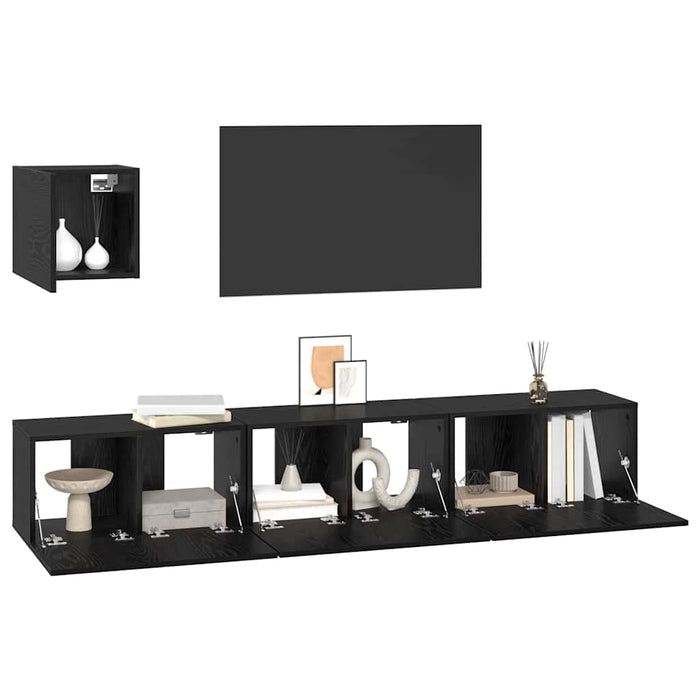 Set comodă TV 4 pcs Stejar negru 60 x 30 x 30 cm Lemn compozit - WALTI WALTI