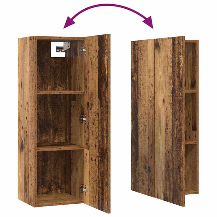 Set comodă TV Pe perete 10 pcs Lemn Vechi Lemn compozit - WALTI WALTI