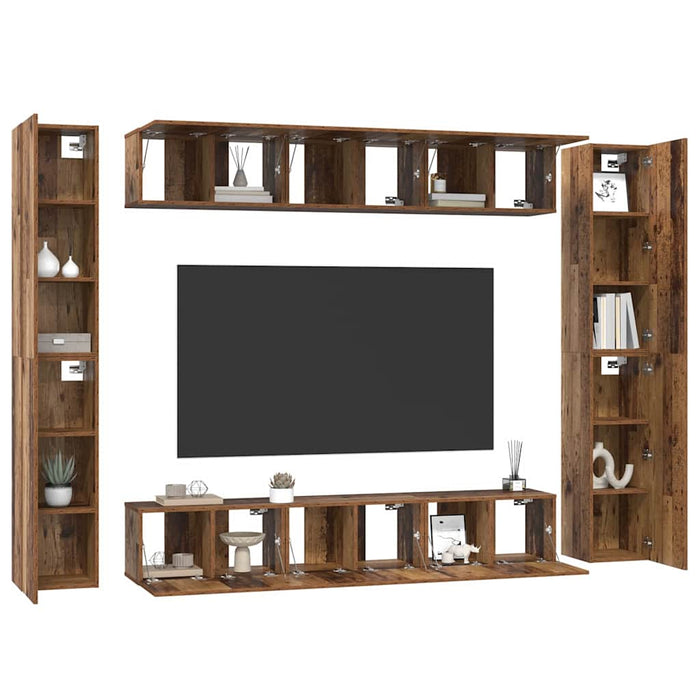 Set comodă TV Pe perete 10 pcs Lemn Vechi Lemn compozit - WALTI WALTI