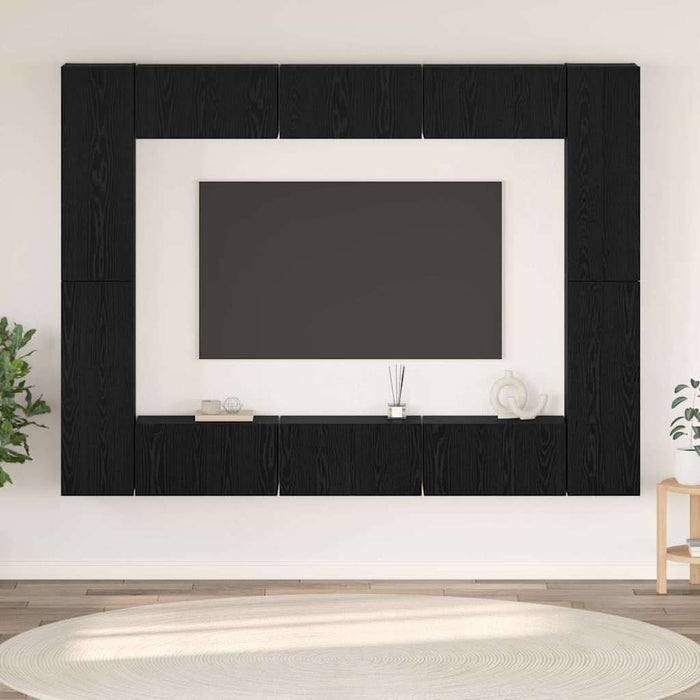 Set comodă TV 10 pcs Stejar negru Mediu 30.5 x 30 x 90 cm - WALTI WALTI
