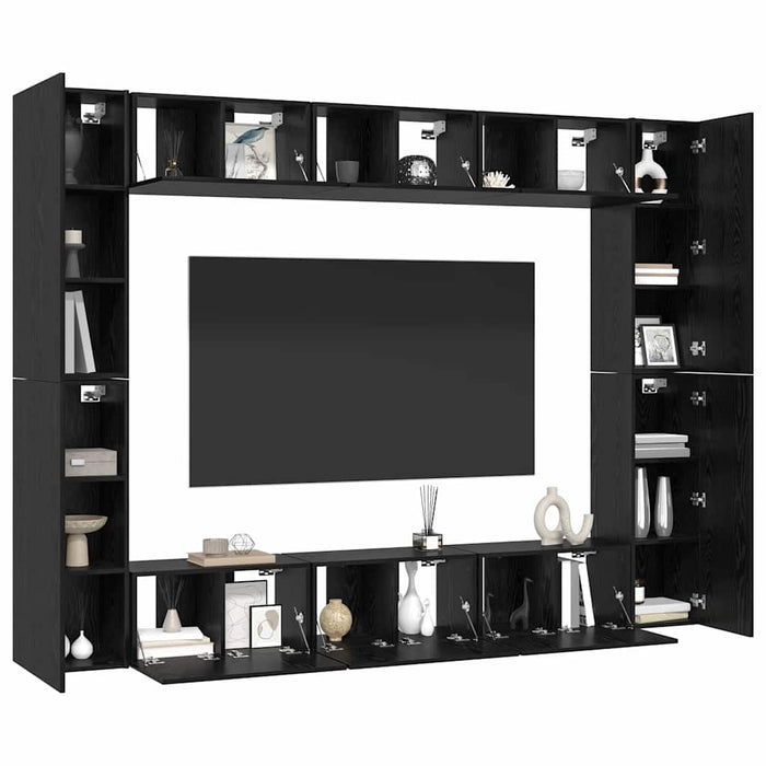 Set comodă TV 10 pcs Stejar negru Mediu 30.5 x 30 x 90 cm - WALTI WALTI