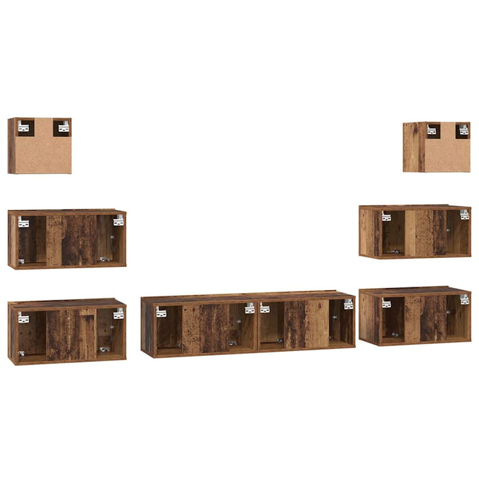 Set comodă TV Pe perete 8 pcs Lemn Vechi Lemn compozit - WALTI WALTI