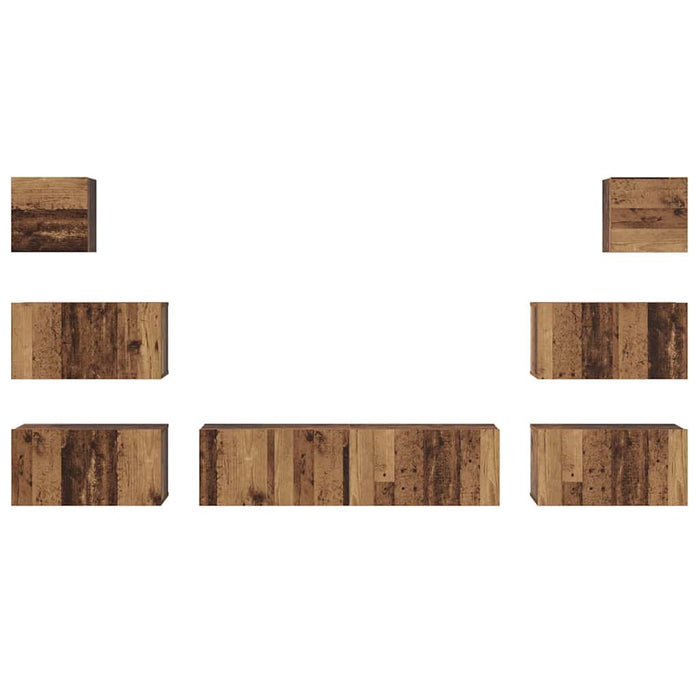 Set comodă TV Pe perete 8 pcs Lemn Vechi Lemn compozit - WALTI WALTI