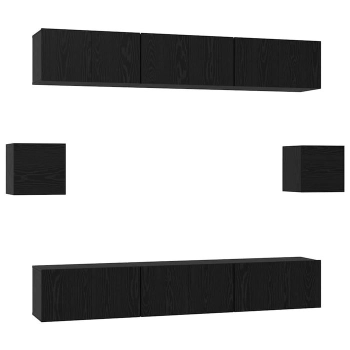 Set comodă TV Pe perete 8 pcs Stejar Negru Lemn compozit - WALTI WALTI