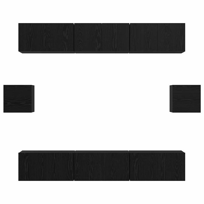 Set comodă TV Pe perete 8 pcs Stejar Negru Lemn compozit - WALTI WALTI