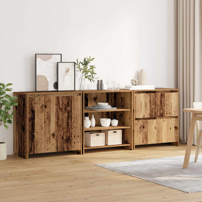 Bufet cu sertar 3 pcs Lemn vechi 70 x 41 x 75 cm Lemn compozit - WALTI WALTI