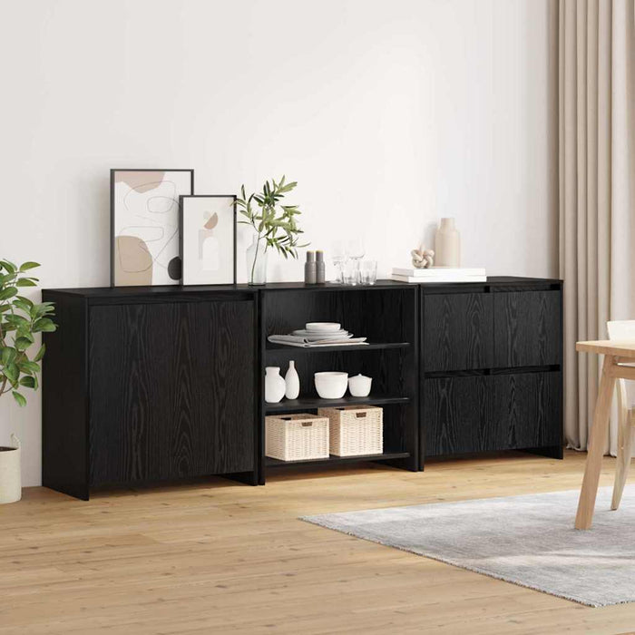 Bufet 3 pcs Stejar negru 70 x 41 x 75 cm Lemn compozit - WALTI WALTI