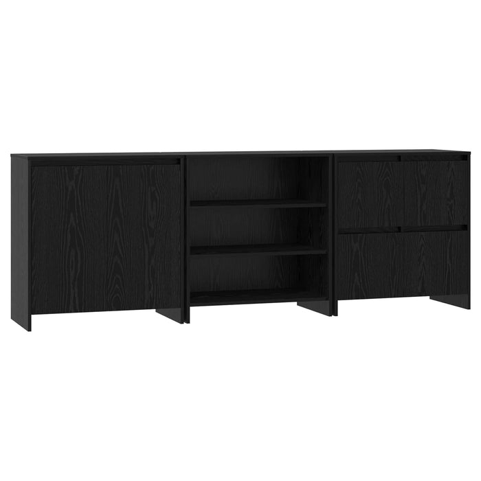 Bufet 3 pcs Stejar Negru 70 x 41 x 75 cm Lemn compozit - WALTI WALTI