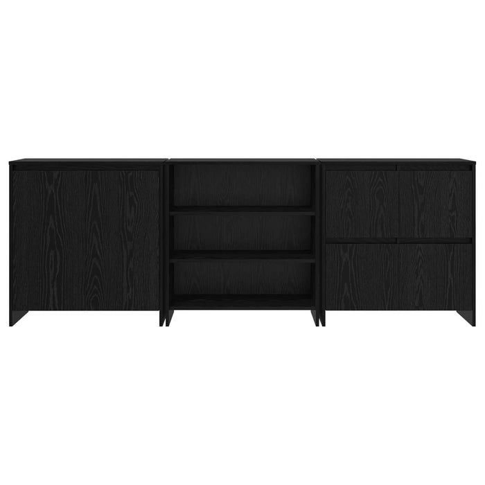 Bufet 3 pcs Stejar Negru 70 x 41 x 75 cm Lemn compozit - WALTI WALTI