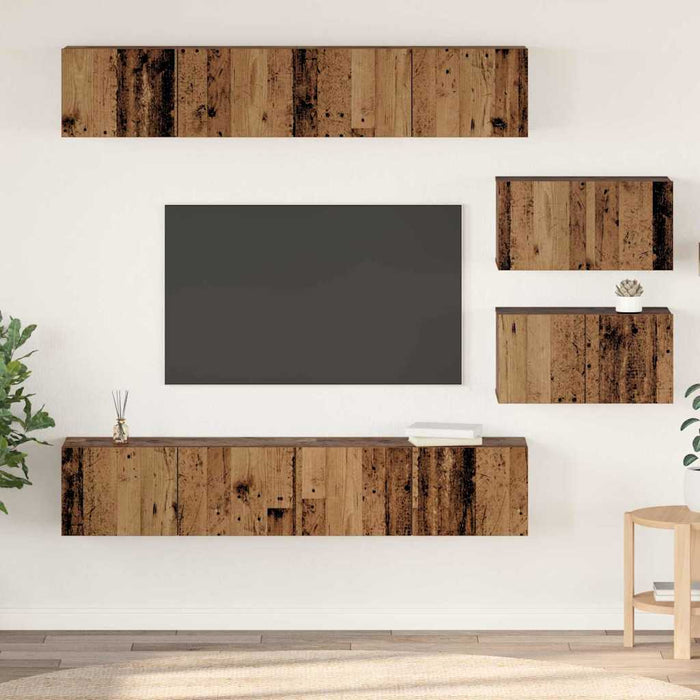 Set comodă TV Pe perete 6 pcs Lemn Vechi Lemn compozit - WALTI WALTI