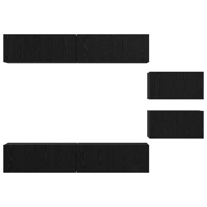 Set comodă TV Pe perete 6 pcs Stejar Negru Lemn compozit - WALTI WALTI