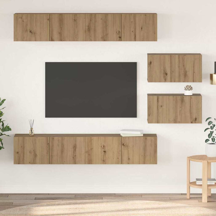 Set comodă TV Pe perete 6 pcs Stejar Artizanal Lemn compozit - WALTI WALTI