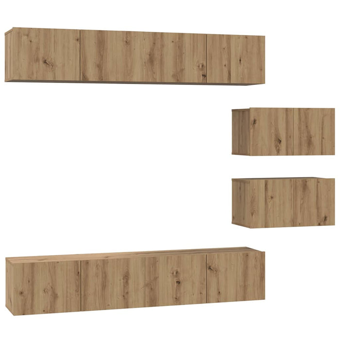 Set comodă TV Pe perete 6 pcs Stejar Artizanal Lemn compozit - WALTI WALTI