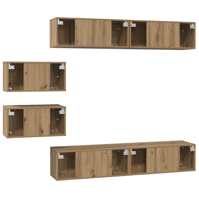 Set comodă TV Pe perete 6 pcs Stejar Artizanal Lemn compozit - WALTI WALTI