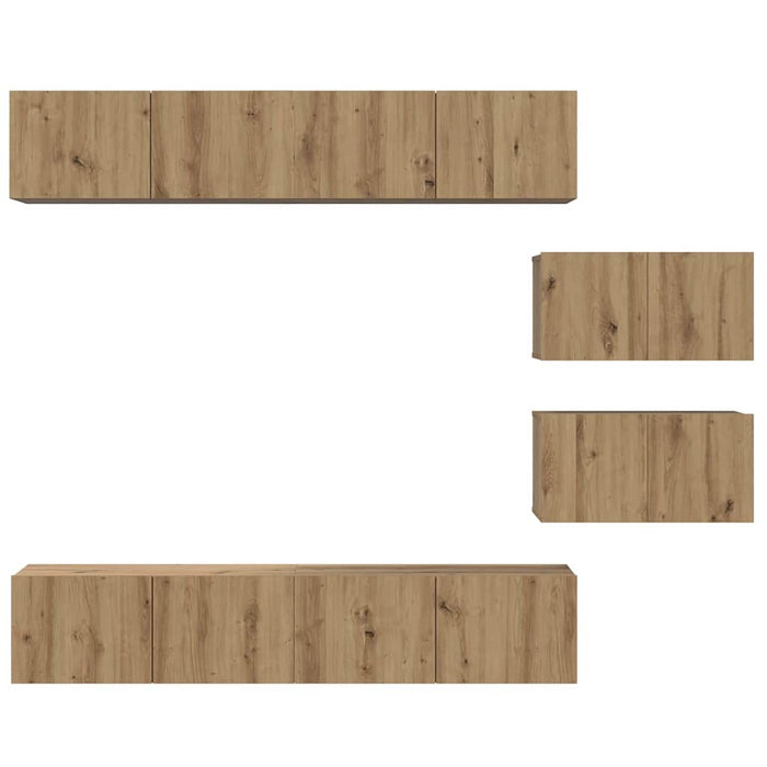 Set comodă TV Pe perete 6 pcs Stejar Artizanal Lemn compozit - WALTI WALTI