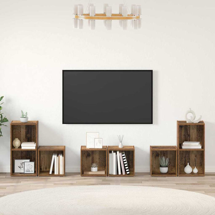 Set comodă TV Pe perete 6 pcs Lemn Vechi Lemn compozit - WALTI WALTI
