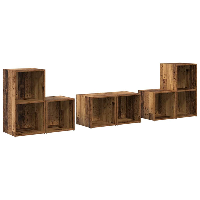 Set comodă TV Pe perete 6 pcs Lemn Vechi Lemn compozit - WALTI WALTI