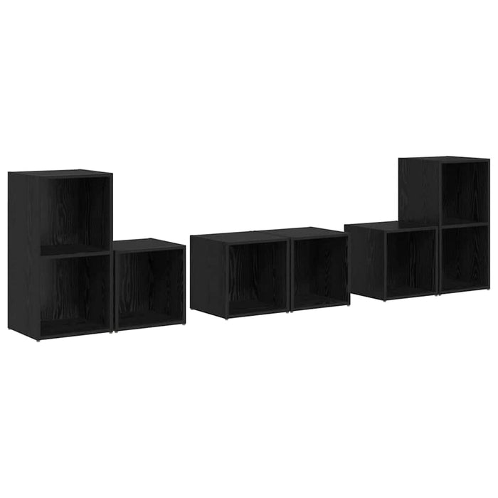 Set comodă TV Pe perete 6 pcs Stejar Negru Lemn compozit - WALTI WALTI