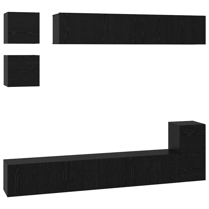 Set comodă TV Pe perete 8 pcs Stejar Negru Lemn compozit - WALTI WALTI