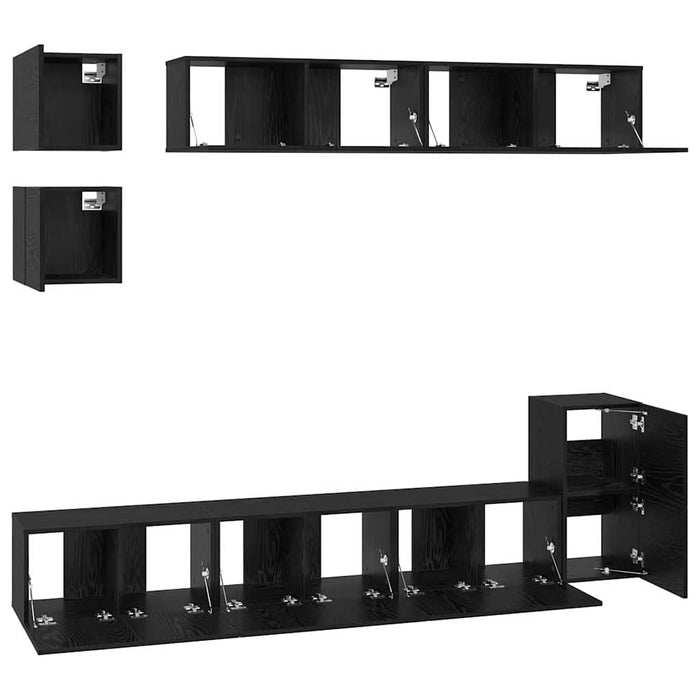 Set comodă TV Pe perete 8 pcs Stejar Negru Lemn compozit - WALTI WALTI