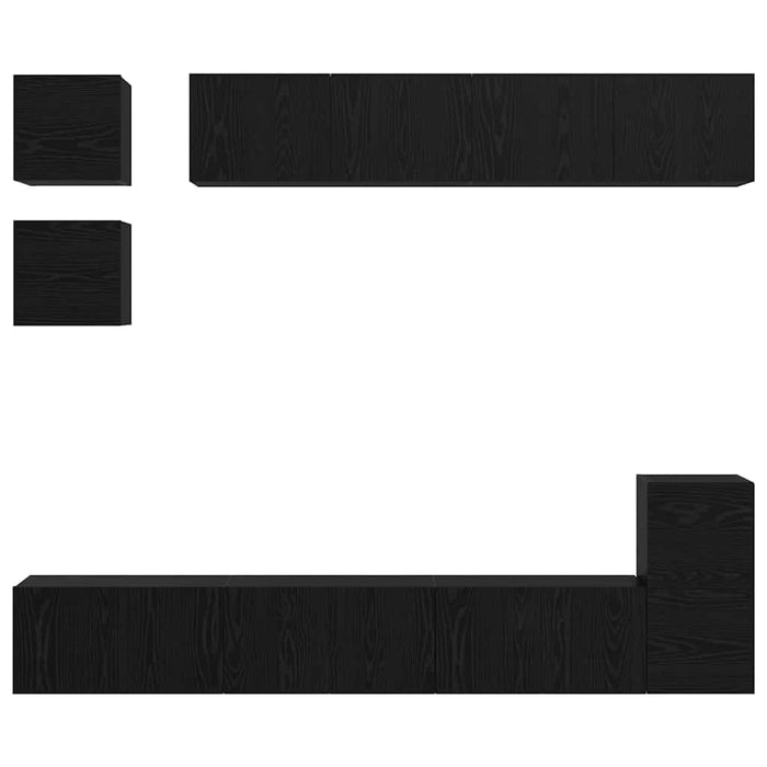 Set comodă TV Pe perete 8 pcs Stejar Negru Lemn compozit - WALTI WALTI